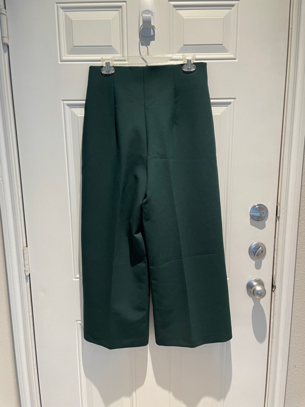 Zara Dark Green Wide Leg High Waist Pleated Business Trouser Pants Size Large - Picture 10 of 11